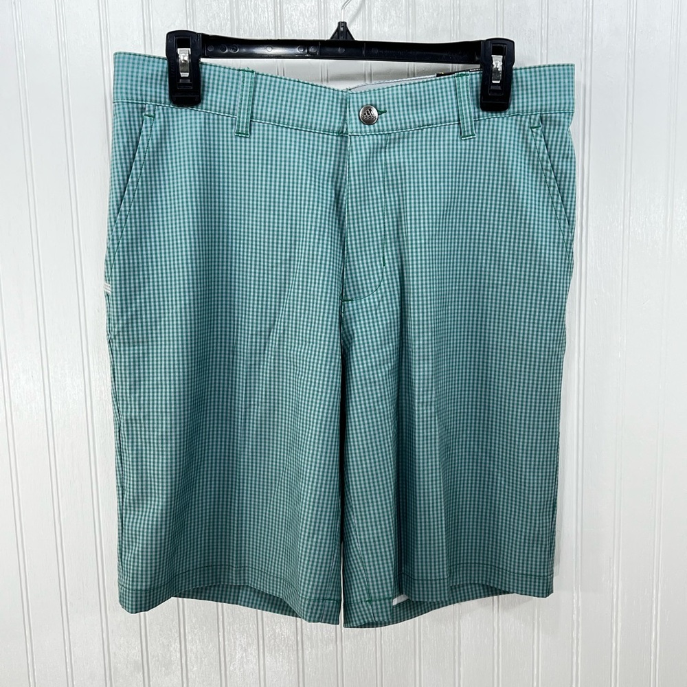 NWT Adidas Ultimate365 Gingham Golf Shorts Mens 30 Tru Green Plaid Performance